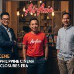 Editorial illustration of Air Asia routes impacting Philippine cinema amid Gulf closures