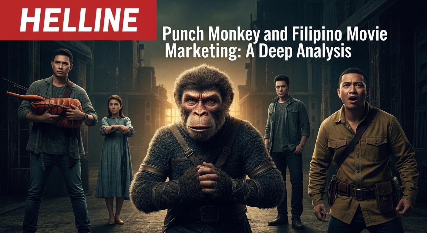 Analyst reviewing punch monkey meme in a cinema-editing workspace with Philippine context