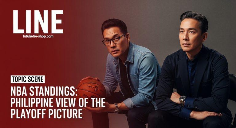 Film-inspired collage of NBA standings graphics and team logos for a cinema-style sports feature.