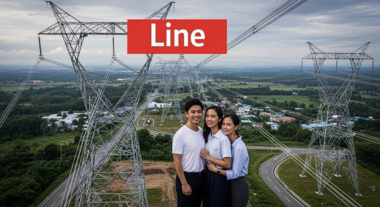 Transmission towers of the national grid corporation of the philippines spanning a Luzon landscape at sunset.